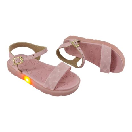sandália infantil menina molekinha com led ROSA