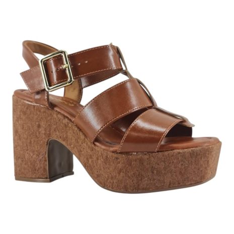 sandália feminina salto bebecê PECAN
