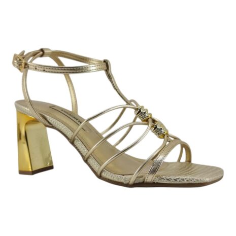sandália feminina salto via marte GOLD