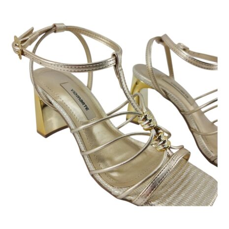 sandália feminina salto via marte GOLD
