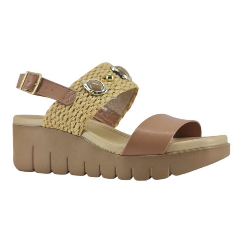 sandália feminina anabela moleca NATURAL-NUDE
