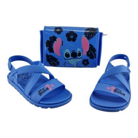 sandália infantil menina grendene stitch com brinde AZUL-ROSA
