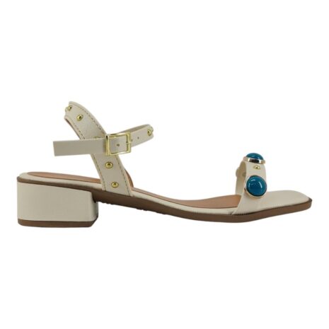 sandália feminina salto laura lívia OFF WHITE