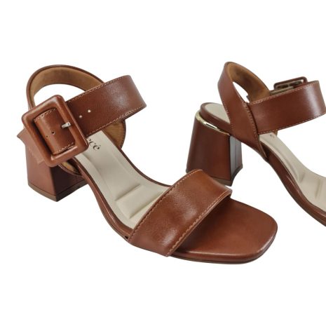 sandália feminina salto bebecê PECAN