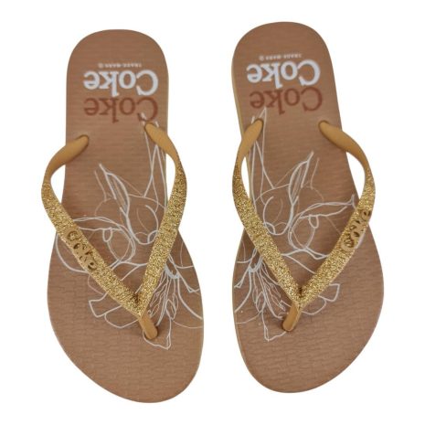 chinelo feminino coca cola CARAMELO
