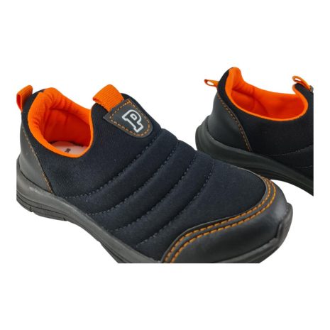 tênis infantil menino pipos PRETO-LARANJA