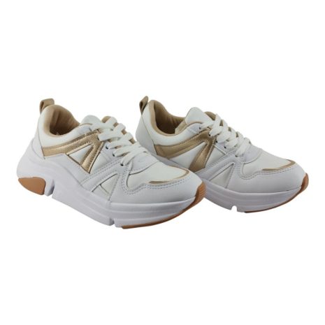 tênis feminino casual modare ultraconforto BRANCO-DOURADO