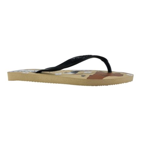 chinelo feminino havaianas slim pets DOURADO-PRETO