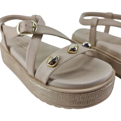 sandália feminina anabela ramarim ALMOND