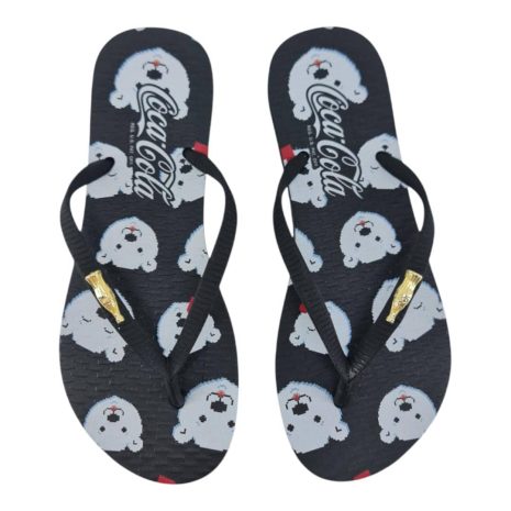 chinelo feminino coca cola PRETO