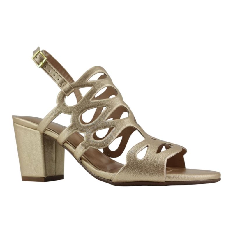 sandália feminina salto beira rio DOURADO