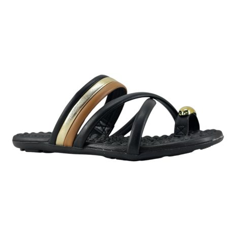 rasteira feminina modare PRETO-DOURADO