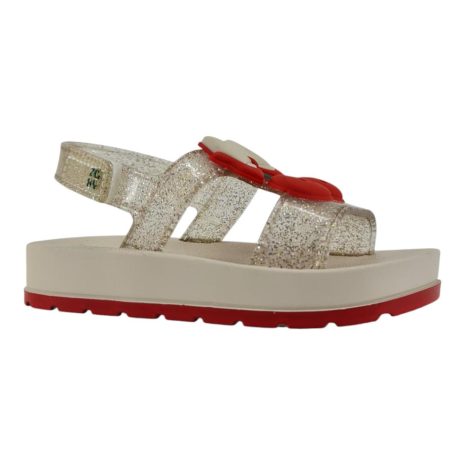 sandália infantil menina zaxyninha OFF WHITE-GLITER