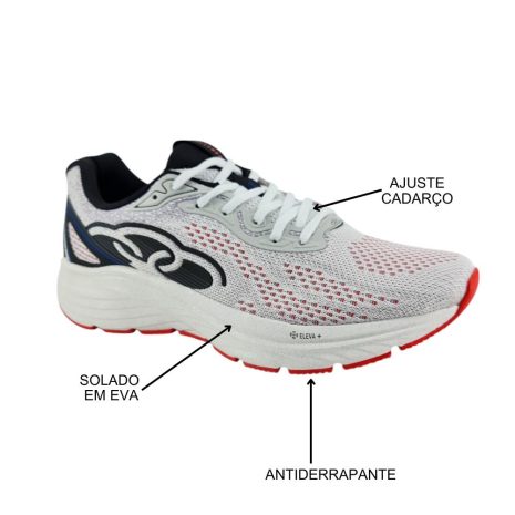 tênis esportivo masculino olympikus challenger 5 BRANCO-VERMELHO