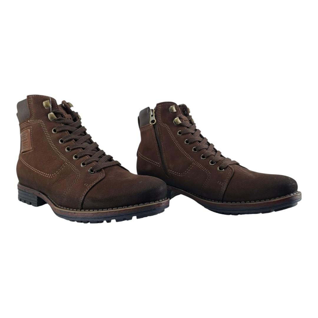 bota coturno masculina pegada em couro CASTANHO-BRAWN