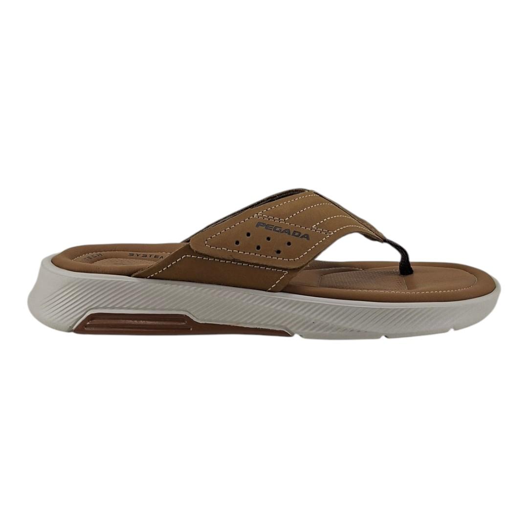 chinelo masculino pegada em couro MASCAVO